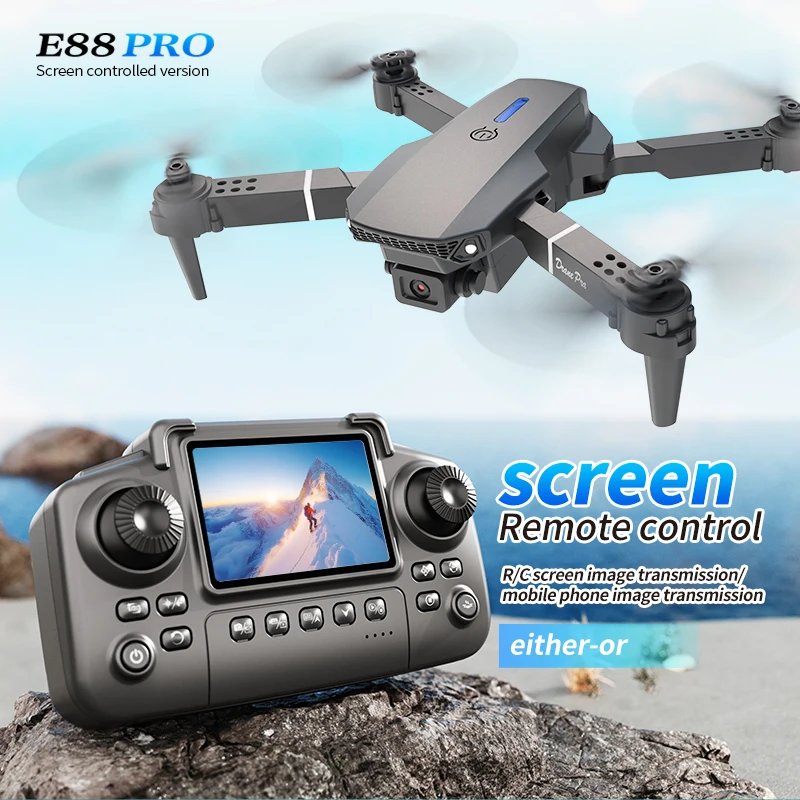 Drone E88 PRO Profesional deng - Drone Controller Screen ulasan dan harga